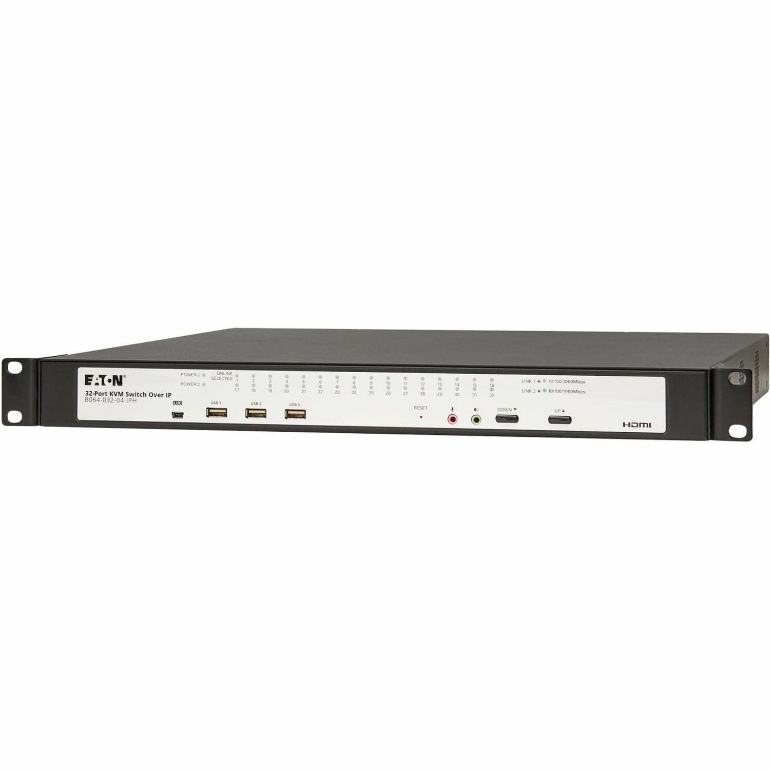 Eaton 32-Port Cat5e KVM over IP Switch - Virtual Media, 3 Remote/1 Local User, HDMI Output, 1U Rack-Mount, TAA