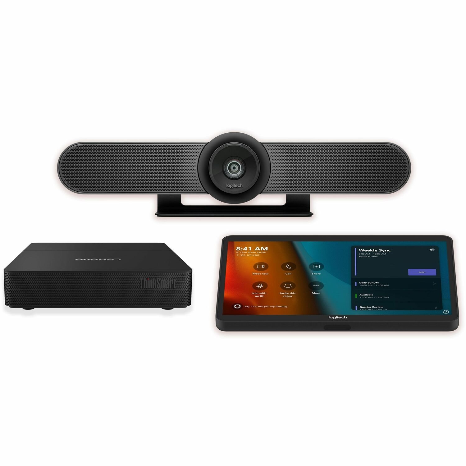 Logitech Small Room Tap + MeetUp + Lenovo ThinkSmart Core Gen 2 for Microsoft Teams Rooms on Windows