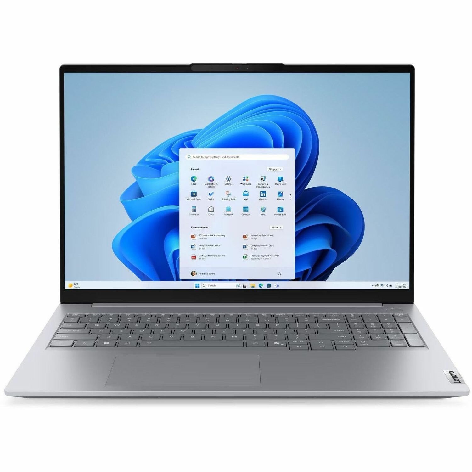 Lenovo ThinkBook 16 G8 IAL 21SK006TAU 16" Notebook - WUXGA - Intel Core Ultra 7 255H - 32 GB - 512 GB SSD - English Keyboard - Arctic Gray