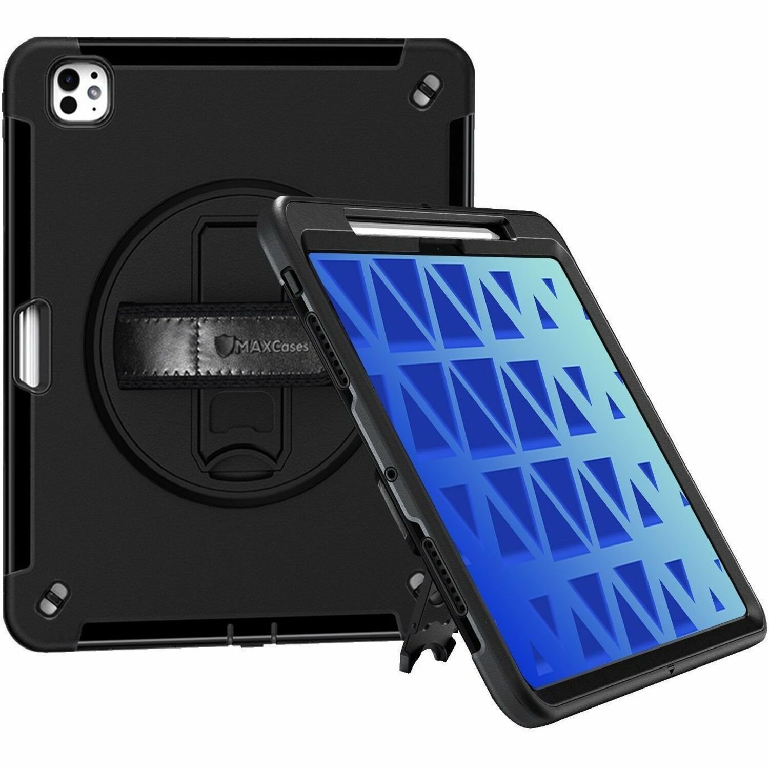 MAXCases Extreme Shield for iPad Pro 11" (2024/ M4) w/ Handstrap, Shoulder Strap, Pencil Garage & Screen Protector (Black)