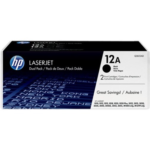 HP 12A Original Laser Toner Cartridge - Black - 2 / Pack