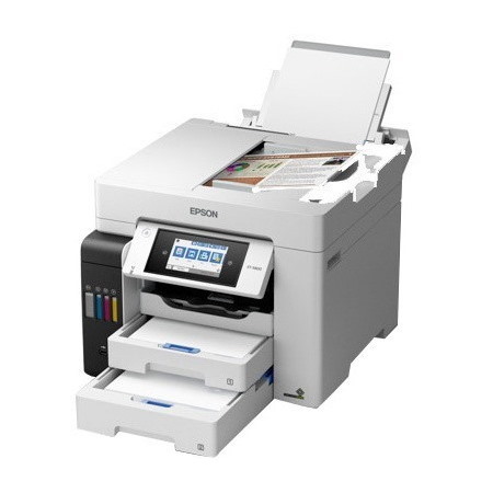 Epson ET-5800 Inkjet Multifunction Printer-Color-Copier/Fax/Scanner-4800x1200 dpi Print-Automatic Duplex Print-66000 Pages-550 sheets Input-1200 dpi Optical Scan-Color Fax-Wireless LAN-Epson Connect-Epson Email Print-Epson iPrint-Mopria