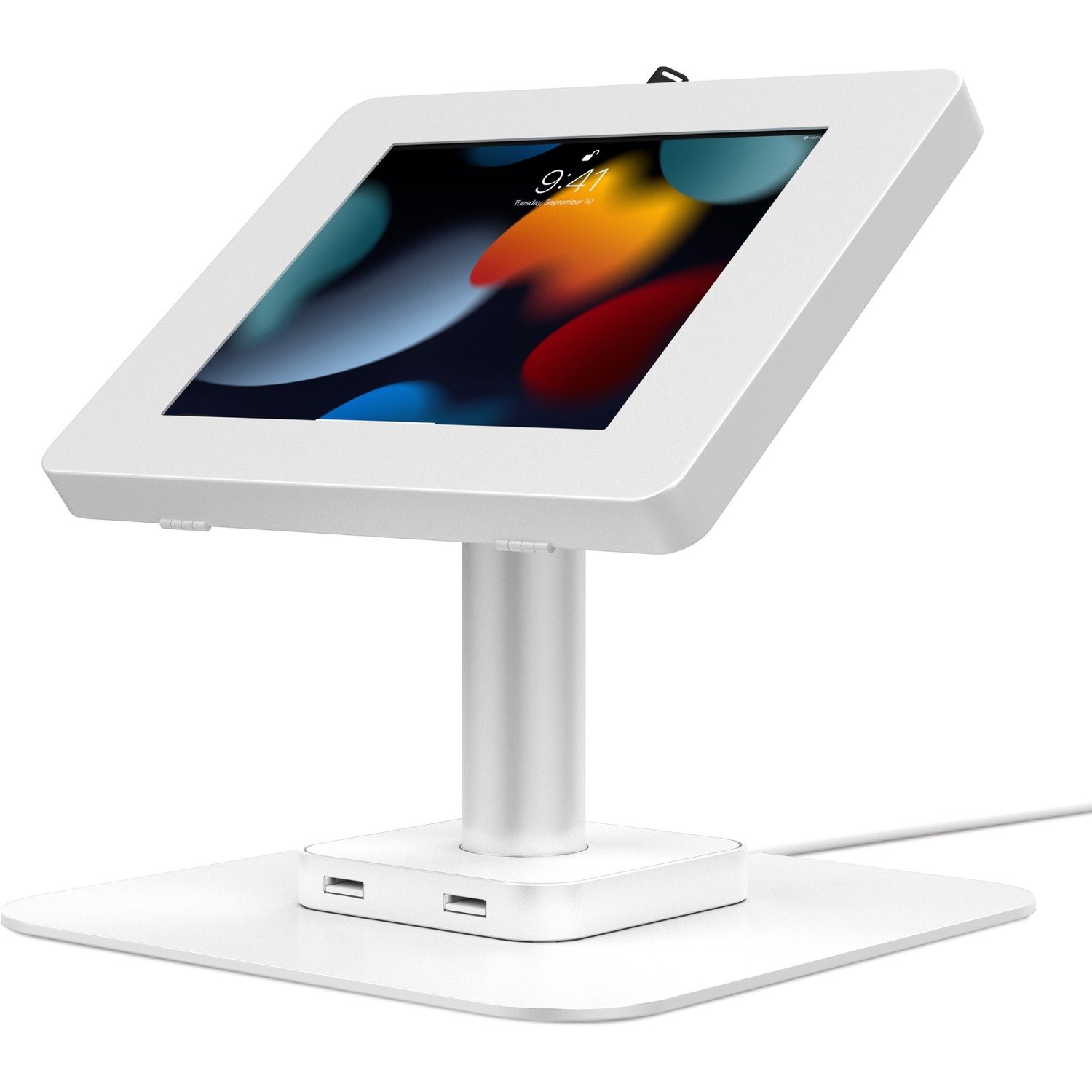 CTA Digital Desk Mount, Dual USB Hub & Security Enclosure for iPad Gen 7-10 & More
