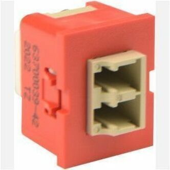 Ortronics TracJack Module, LC Duplex, Multimode, Beige Adapter, Red Housing