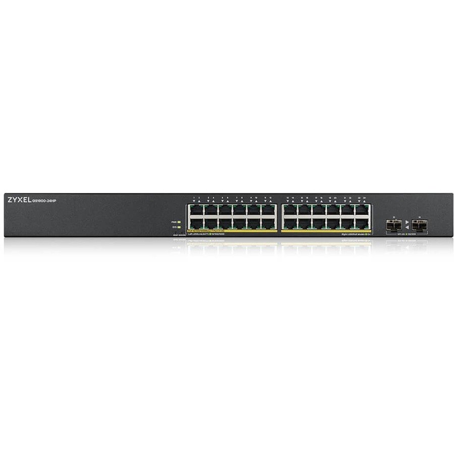 ZYXEL GS1900-24HPv2 24-Port Gigabit Smart Managed PoE Switch | 24 PoE+ Ports at 170W with 2 SFP Uplinks | TAA Compliant