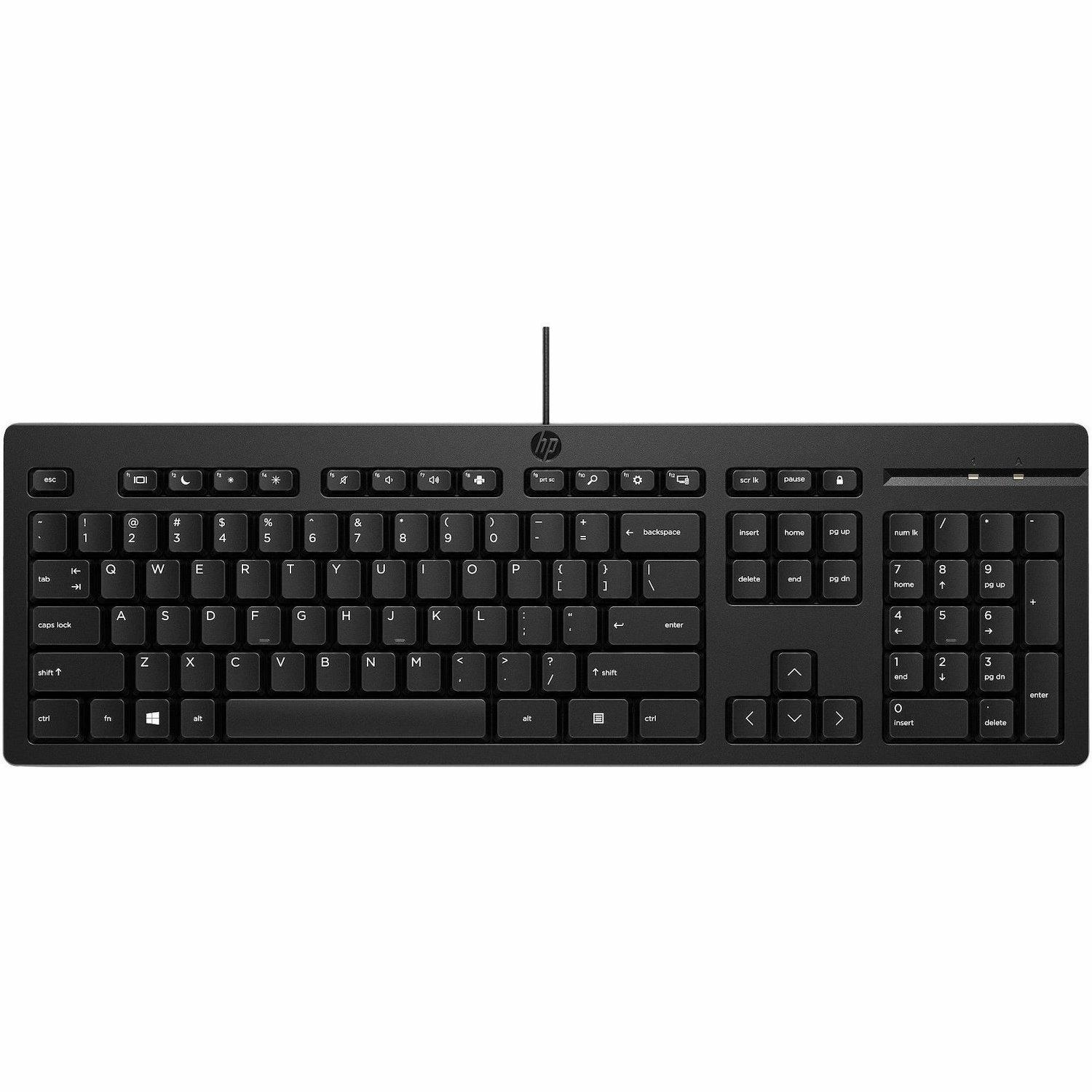HP 125 G2 Keyboard - Full-size - Cable Connectivity - USB Type A Interface - Black