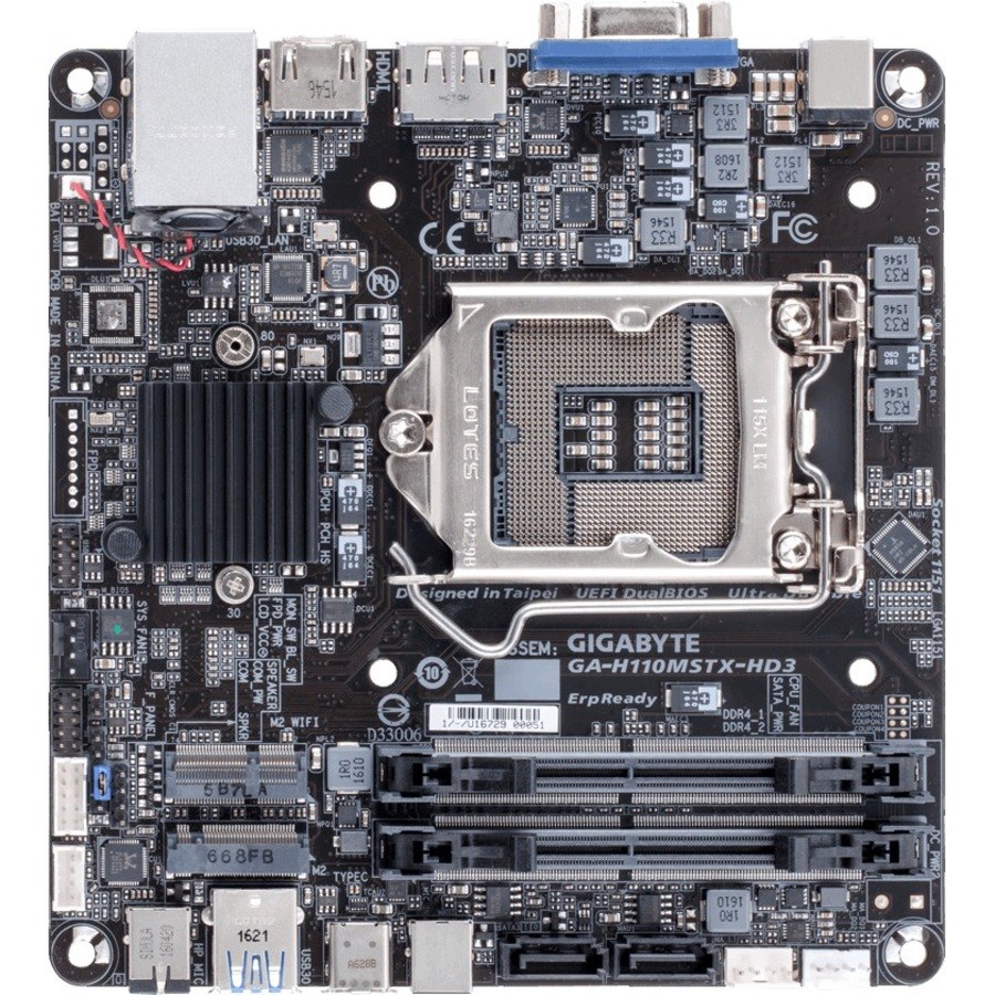 GIGABYTE Ultra Durable GA-H110MSTX-HD3 Desktop moederbord - Intel H110 chipset - Socket H4 LGA-1151 - Mini-STX