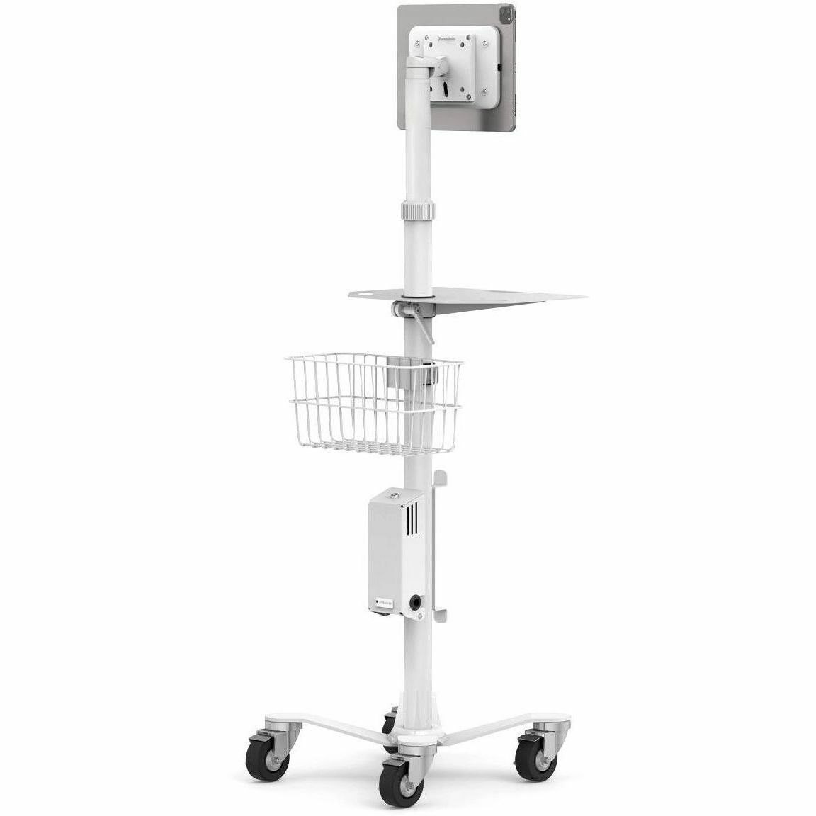 Compulocks Medical Rolling Cart with Invisible Universal Tablet Mount - Rise Freedom