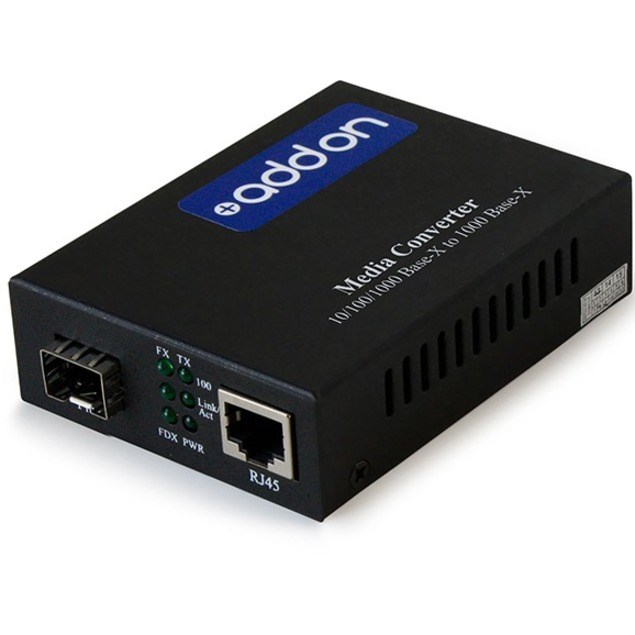 AddOn 10/100/1000Base-TX(RJ-45) to Open SFP Port Media Converter