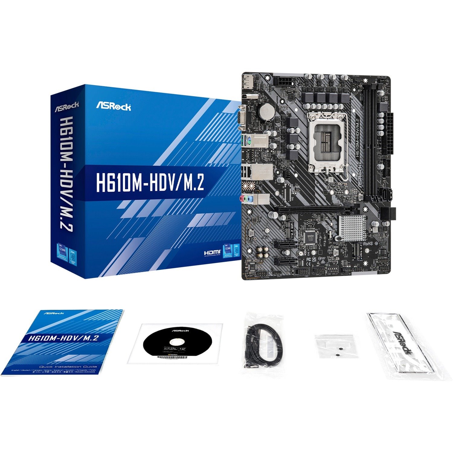 ASRock H610M-HDV/M.2 Desktop Motherboard - Intel H610 Chipset - Socket LGA-1700 - Micro ATX