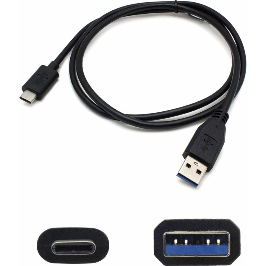 AddOn 1.0m (3.3ft) USB C 3.1 Male to USB A 3.0 Male Black Cable