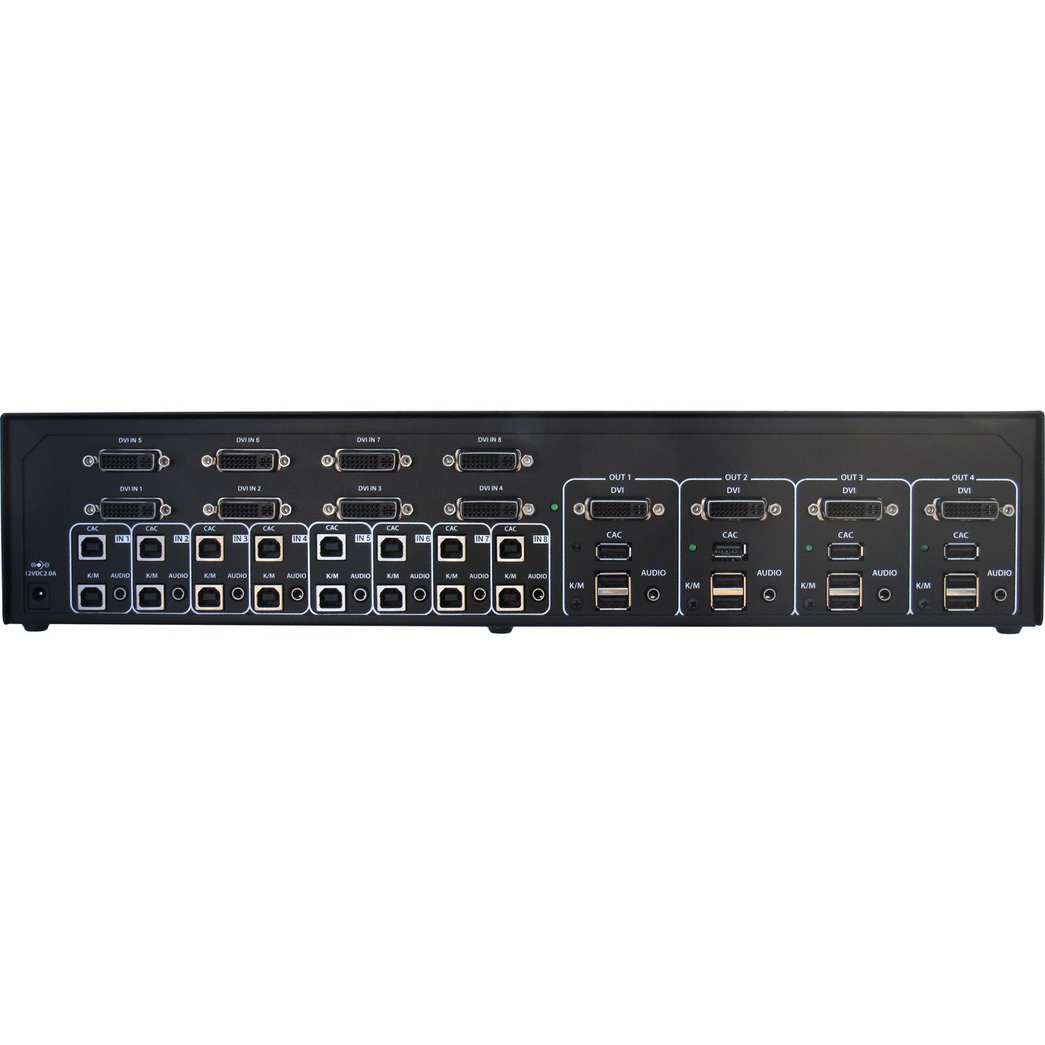 Black Box NIAP 3.0 Secure 8-Port Matrix-2 User DVI-I KVM Switch, CAC