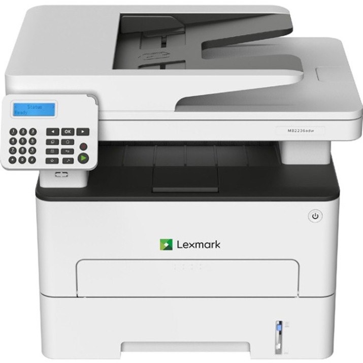 Lexmark MB2236adw Laser Multifunction Printer-Monochrome-Copier/Fax/Scanner-36 ppm Mono Print-600x600 dpi Print-Automatic Duplex Print-30000 Pages-251 sheets Input-Color Flatbed Scanner-600 dpi Optical Scan-Wireless LAN-Apple AirPrint