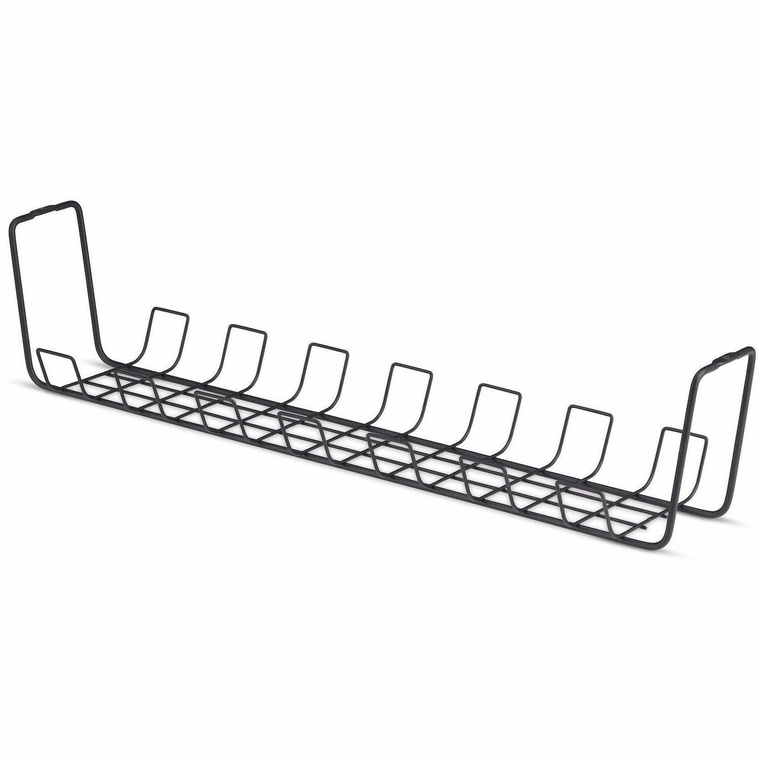 StarTech Under Desk Cable Management Tray, 24" Long, Basket Style, Screw-On Installation, Metal, Black, TAA-Compliant