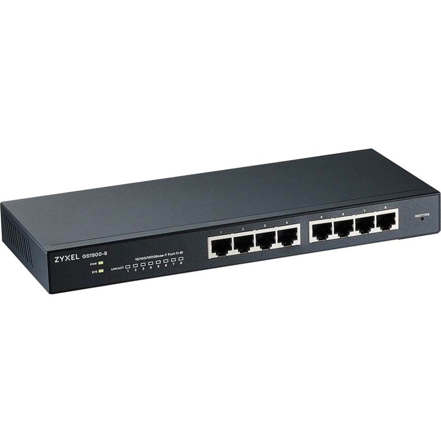 ZYXEL GS1900 GS1900-8 8 Poorten Beheer mogelijk Ethernetswitch - Gigabit Ethernet - 100/1000Base-T