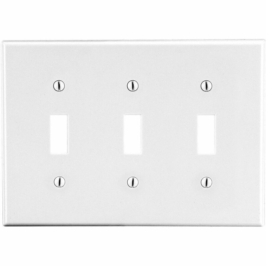 Bryant Wallplate, Mid-Size 3-Gang, 3) Toggle, White