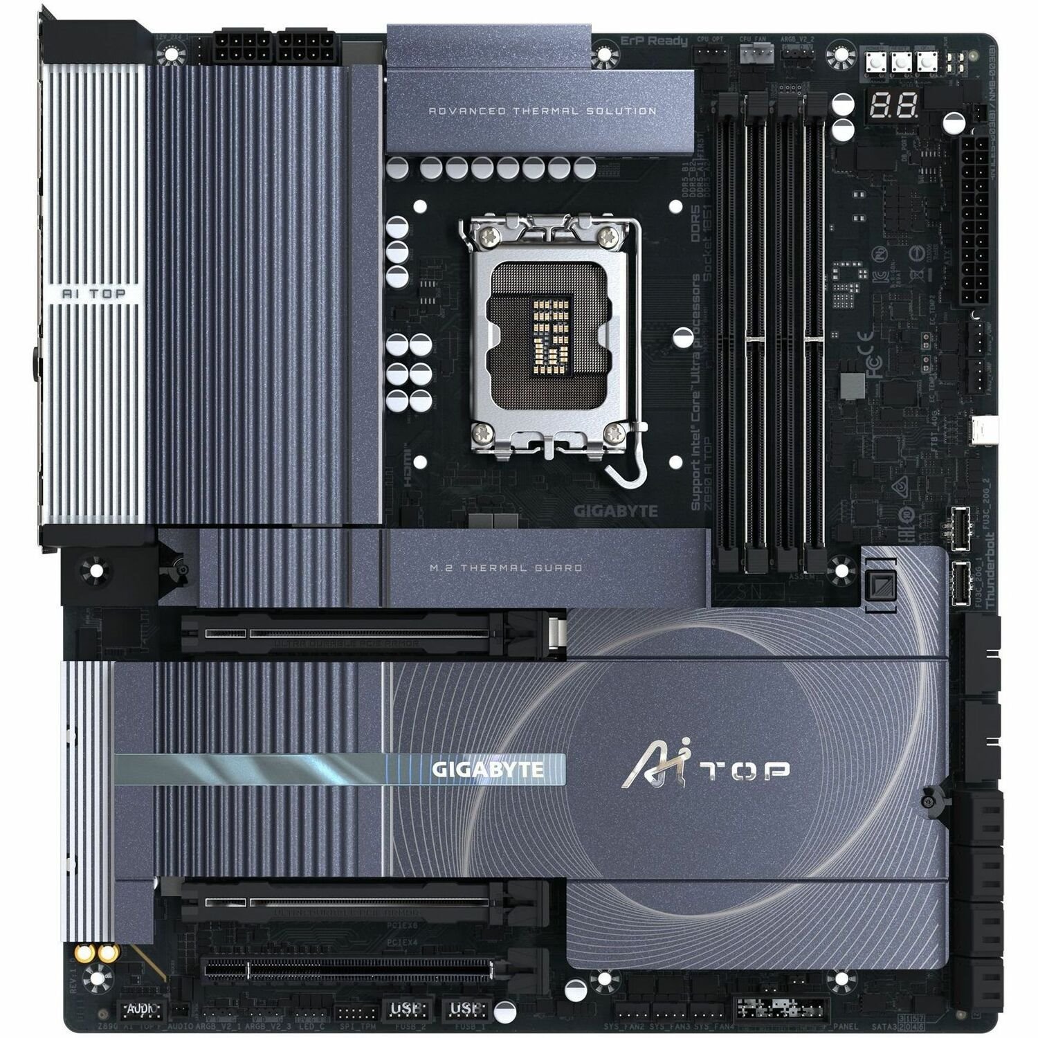 Gigabyte Z890 AI TOP Gaming Desktop Motherboard - Intel Z890 Chipset - Socket LGA-1851 - Extended ATX