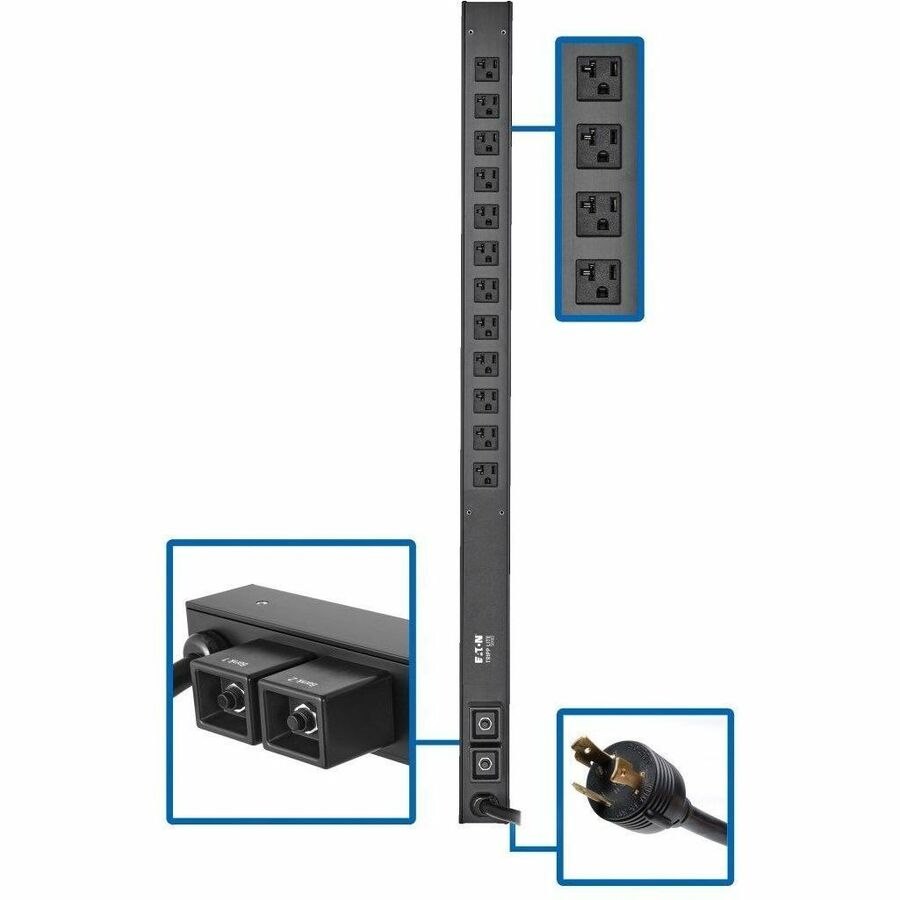 Eaton Tripp Lite Series 2.9kW 120V Single-Phase Basic PDU - 12 NEMA 5-15/20R Outlets, L5-30P Input, 10 ft. Cord, 36 in. 0U Rack-Mount