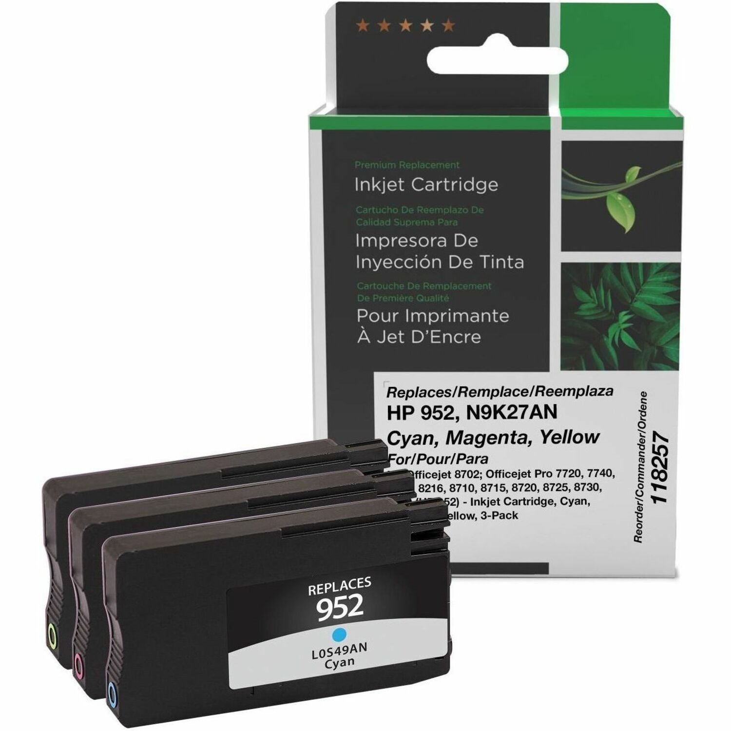 Clover Imaging Remanufactured Cyan, Magenta, Yellow Ink Cartridges for HP 952 (N9K27AN) 3-Pack