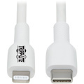 Eaton Tripp Lite Series Safe-IT USB-C to Lightning Sync/Charge Antibacterial Cable (M/M), MFi Certified, White, 1 m (3.3 ft.)