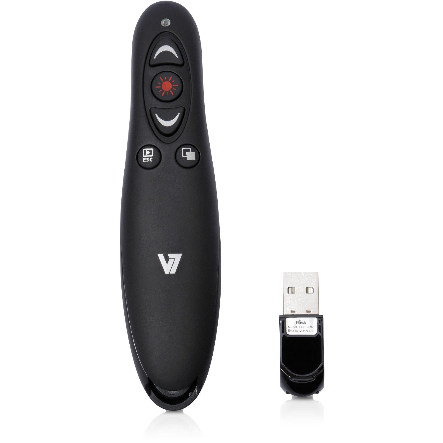 V7 WP1000-24G-19EB Presentation Pointer - Radio Frequency - USB - Optical - 5 Button(s) - Black