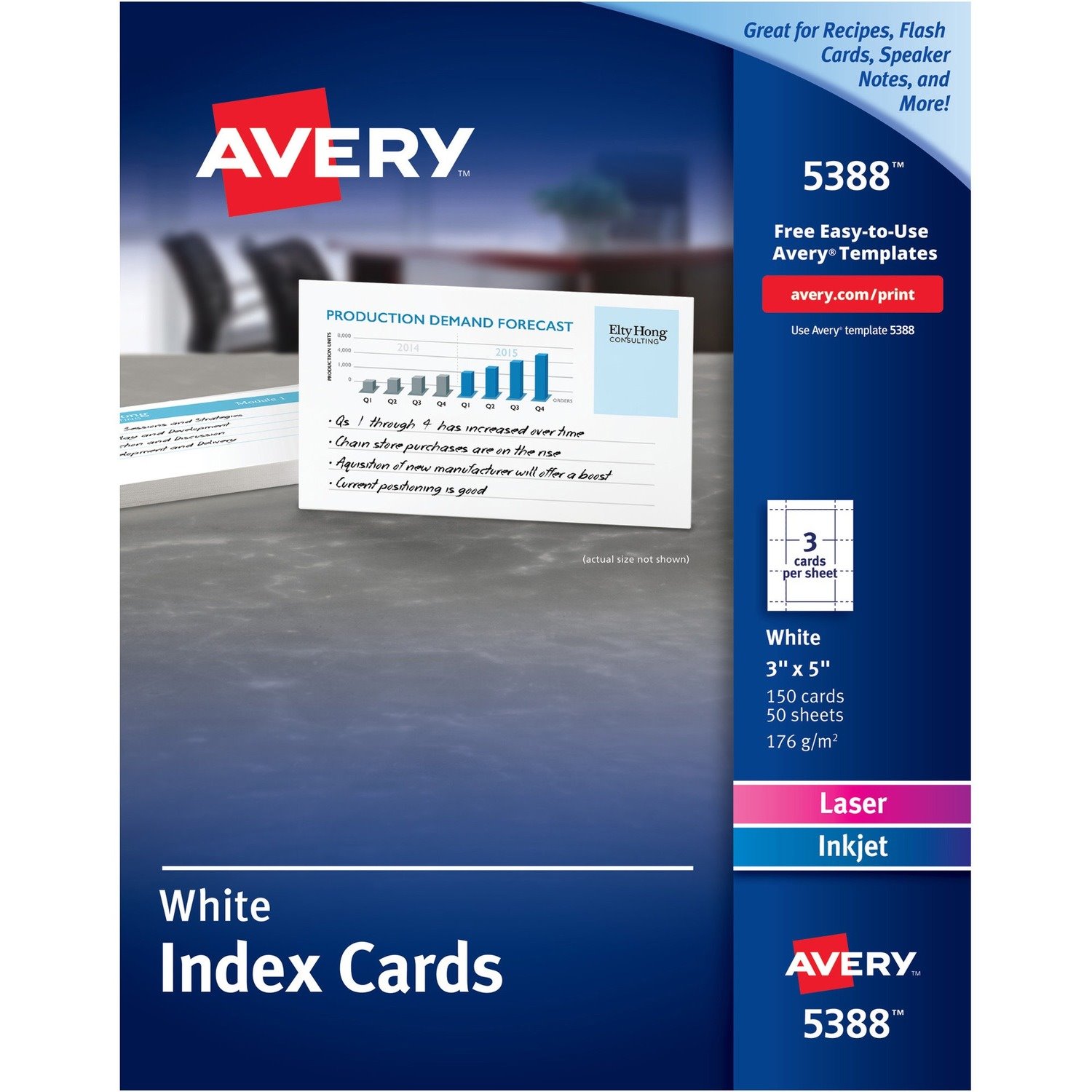 Avery&reg; Laser, Inkjet Printable Index Cards