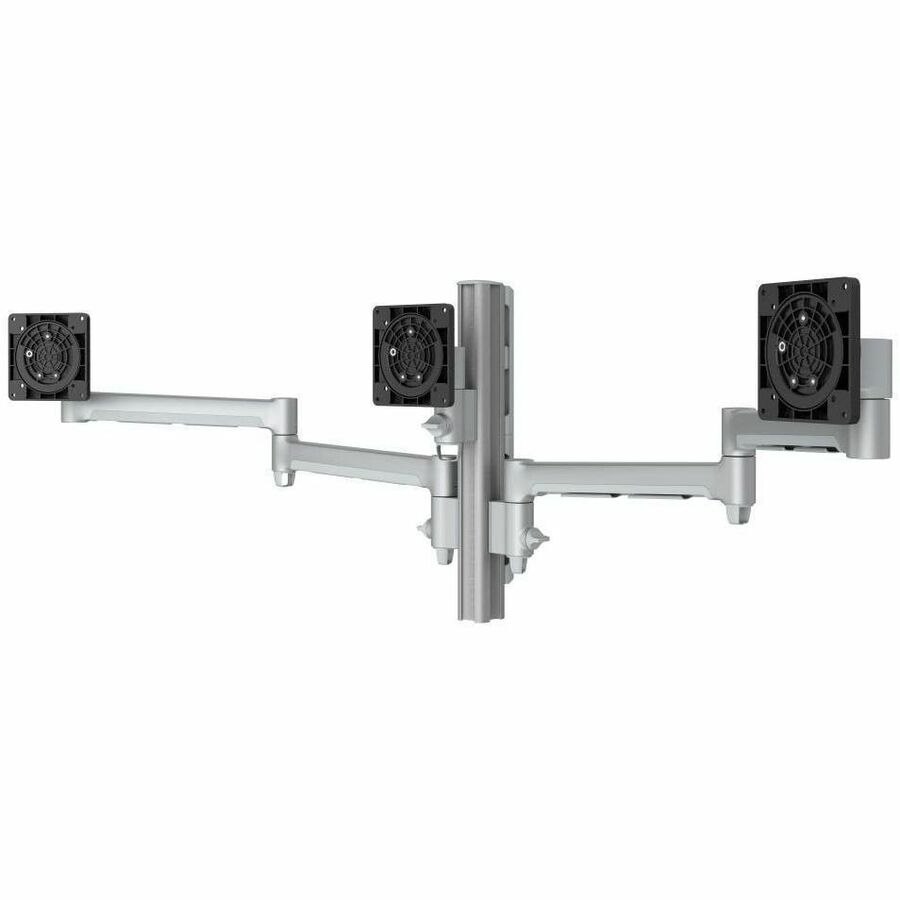 Atdec Awms-3-13714 Triple Monitor Arms + 400MM Post / 12KG (26.5LB) Flat Screens, 10KG (22LB) Curved Screens + Grommet Clamp Desk Fixing, Silver