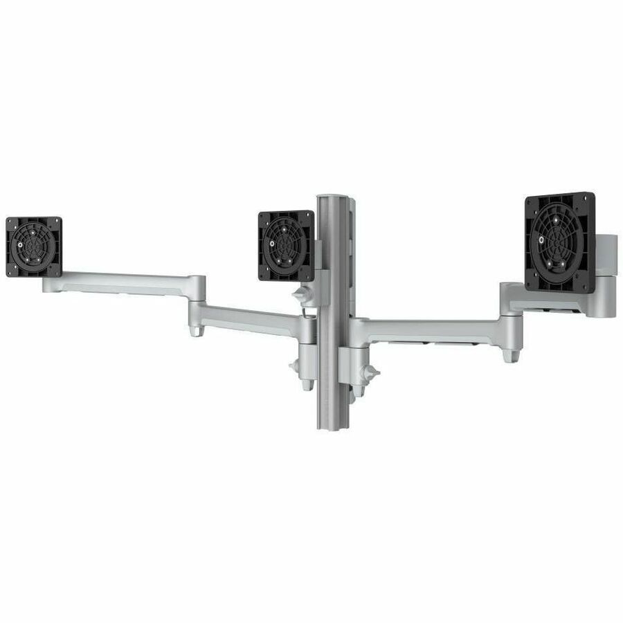 Atdec Awms-3-13714 Triple 5.11" And 27.95" Monitor Arms On 15.75" Post And Grommet Clamp Desk Fixing, Silver