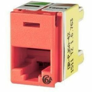 Ortronics Clarity Cat6a Panel Jack,T568A/B,8 pos, Red 180 degree