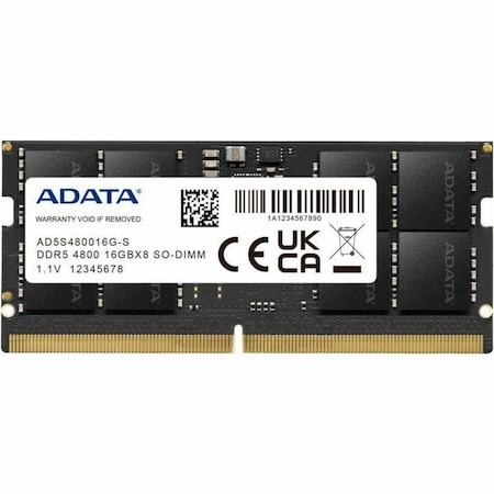 Adata AD5S480016G-S RAM Module for Notebook - 16 GB (1 x 16GB) - DDR5-4800/PC5-38400 DDR5 SDRAM - 4800 MHz - 1.10 V