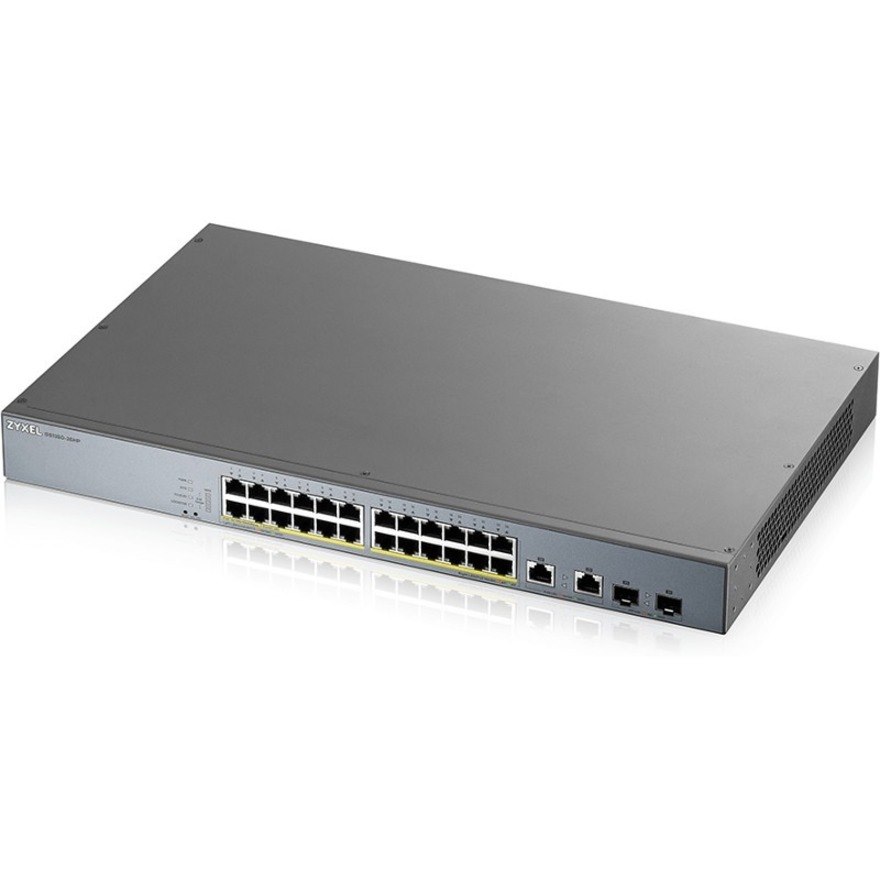 ZYXEL GS1350-26HP 24-Port Gigabit Smart Nebula Cloud Managed PoE Switch | 24 PoE+ Ports at 375W with 2 SFP Uplinks