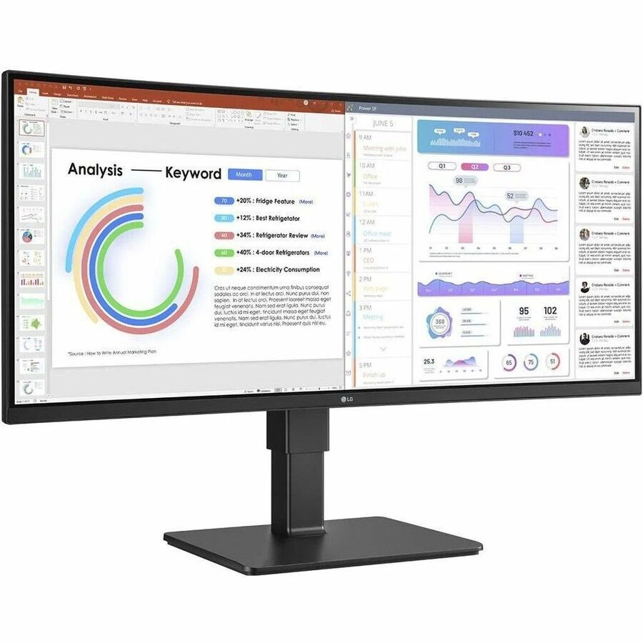LG 34BQ77QC-B 34" Class Webcam UWQHD Curved Screen LCD Monitor - 21:9 - Textured Black