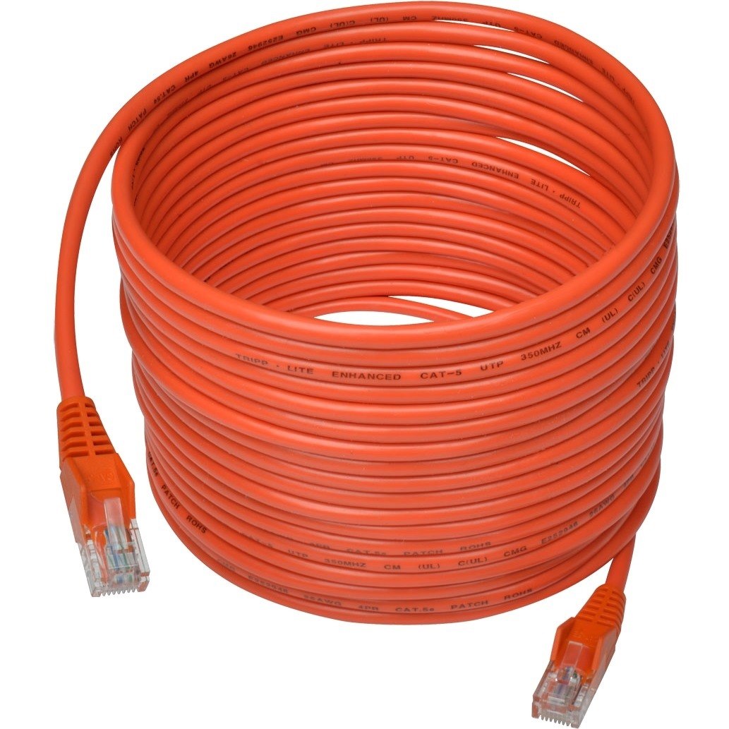 Eaton Tripp Lite Series Cat5e 350 MHz Snagless Molded (UTP) Ethernet Cable (RJ45 M/M), PoE - Orange, 25 ft. (7.62 m)