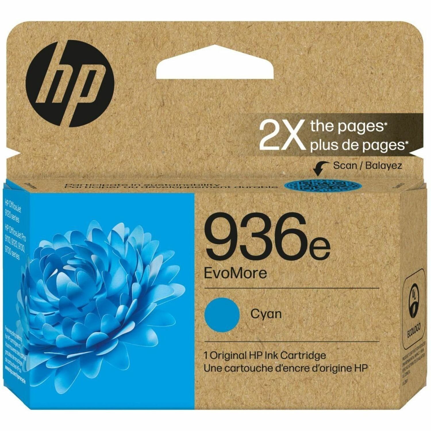 HP EvoMore 936e Original High Yield Inkjet Ink Cartridge - Cyan - 1 Each