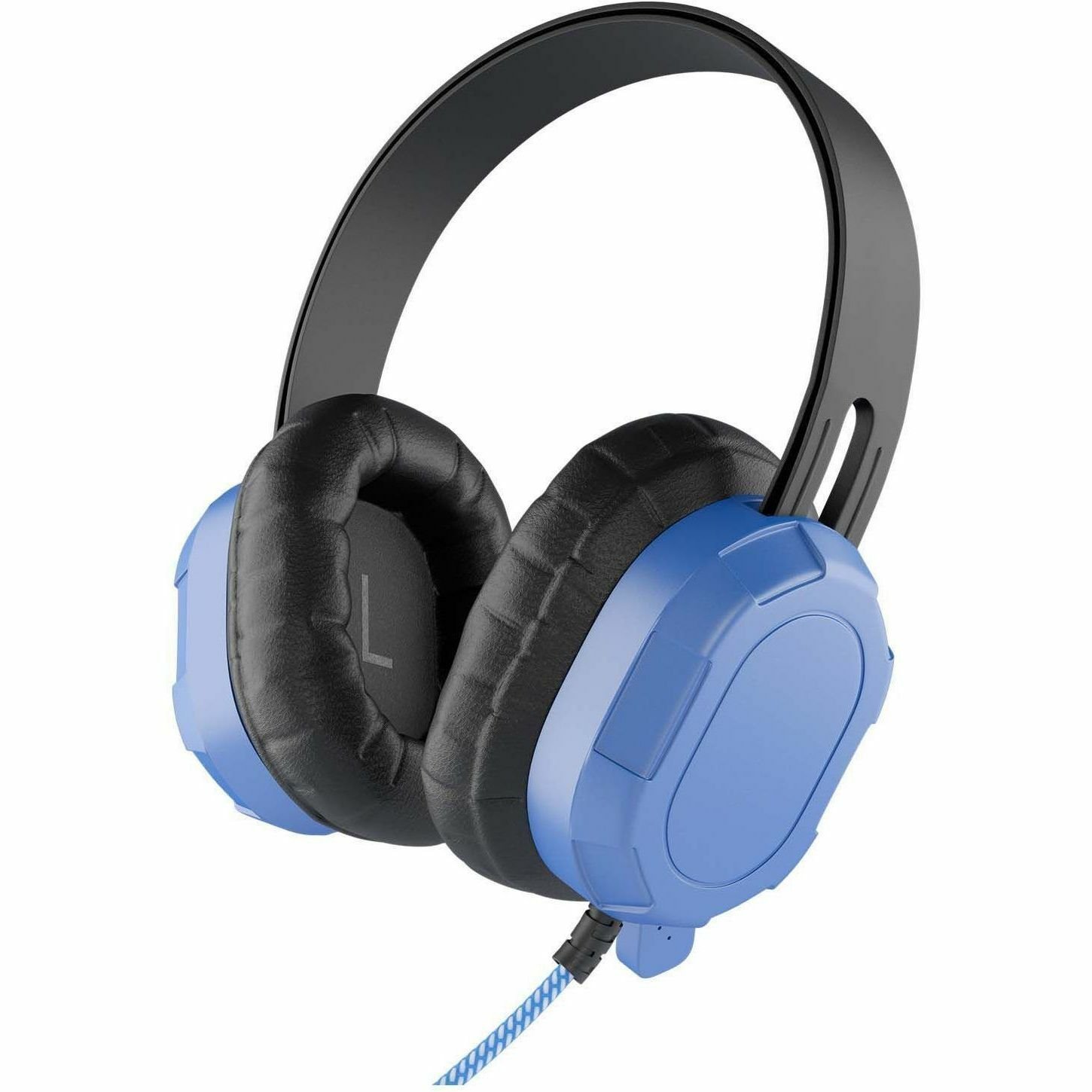 MAXCases Extreme Headset w/braided cable, inline volume control, built-in microphone, 3.5mm connector, breakaway adapter (Blue)