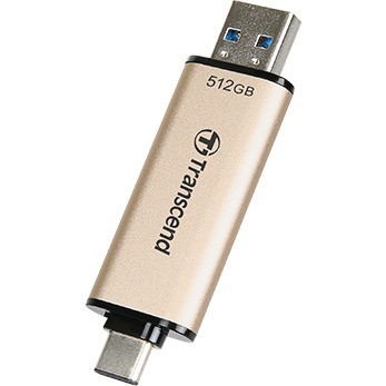 Transcend JetFlash 930C 512 GB USB 3.2 (Gen 1) Type A, USB 3.2 (Gen 1) Type C Flash Drive - Gold