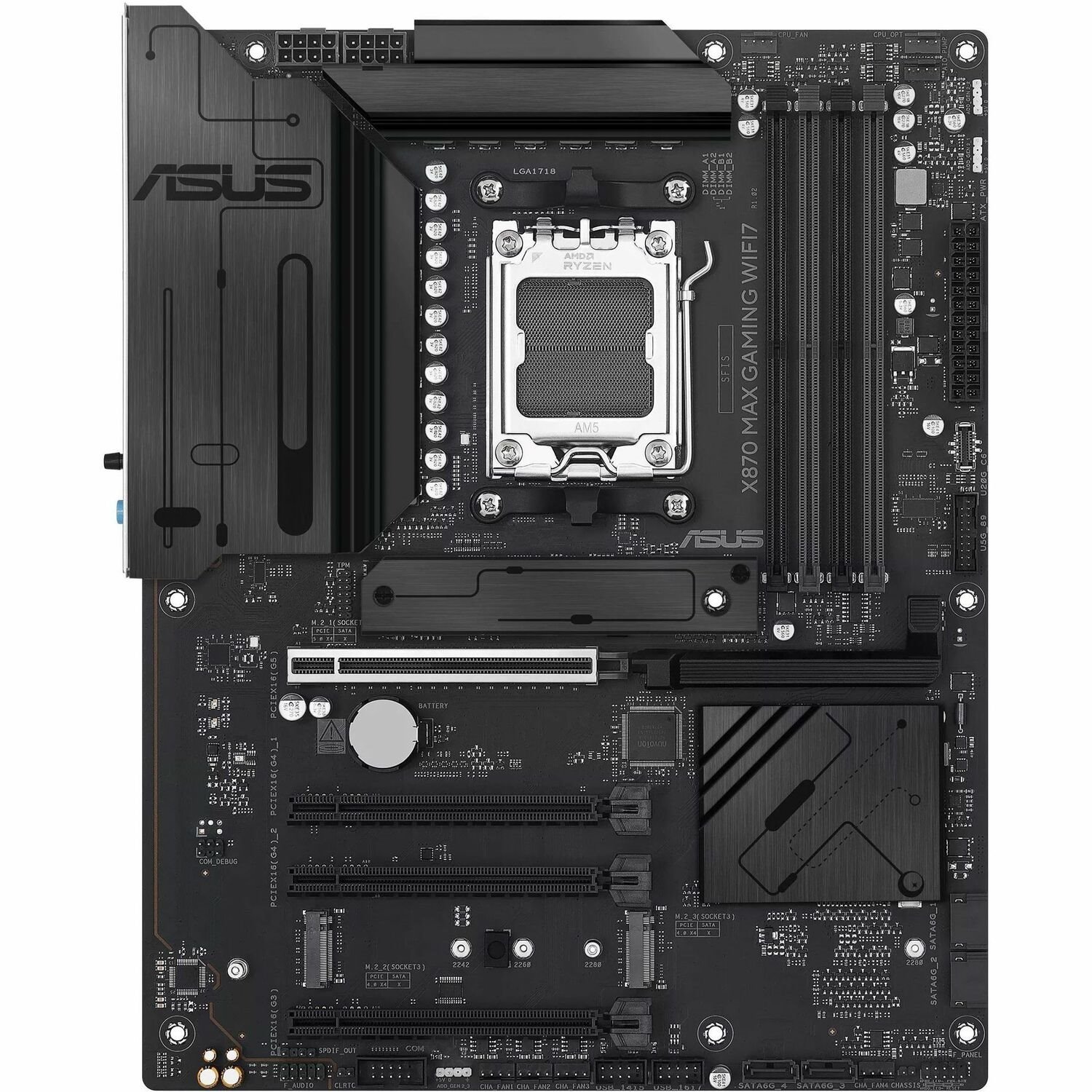 Asus X870 MAX GAMING WIFI7 Gaming Desktop Motherboard - AMD X870 Chipset - Socket AM5 - ATX