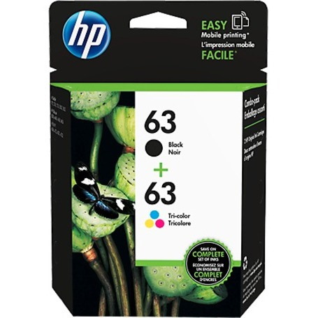 HP 63 Original Inkjet Ink Cartridge - Black, Tri-color - 2 / Pack