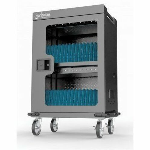iPad to 13", MacBook Air to 15" & Chromebook 15.6" 32-bay Charging Trolley/Cart via USB-C, Also other tablets/smartphones (with device to USB-C cable), Bays 404x27.6x283mm,Device charging cables not included (suggest Manhattan USB-C cable 356213),Cabinet