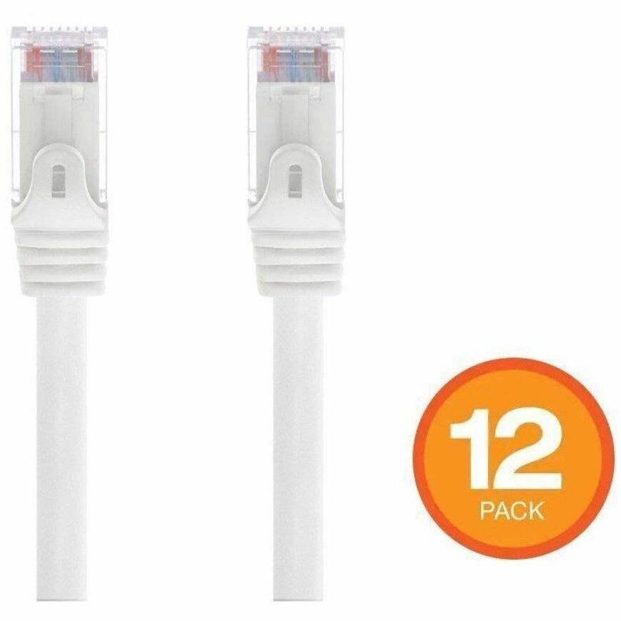Monoprice Cat6 3FT White 12-PK Patch Cable_ Utp_ 24Awg_ 550MHZ_ Pure Bare Copper