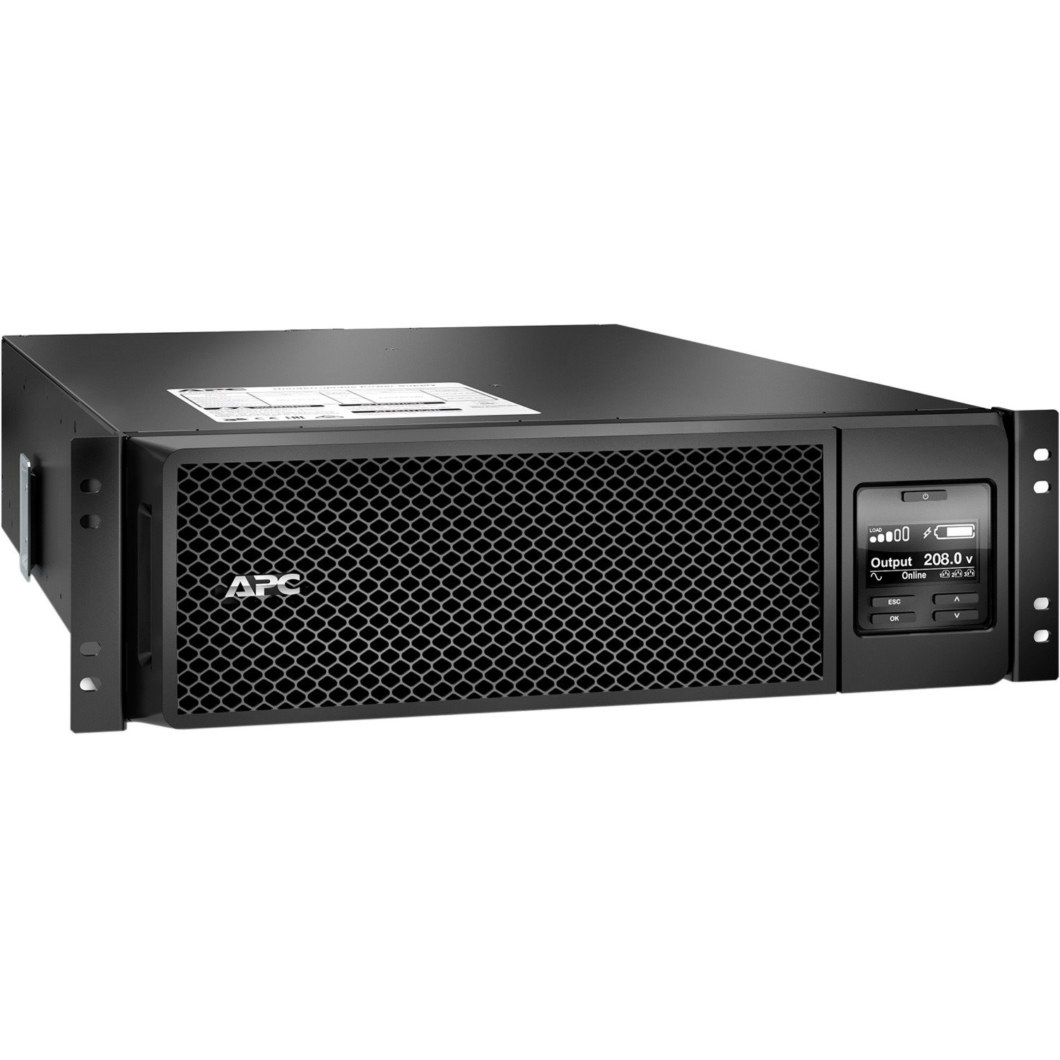 APC Smart-UPS On-Line, 5kVA, Rackmount 3U, 208V, 4x C13+4x C19 IEC outlets, Network Card+SmartSlot, Extended runtime, W/ rail kit