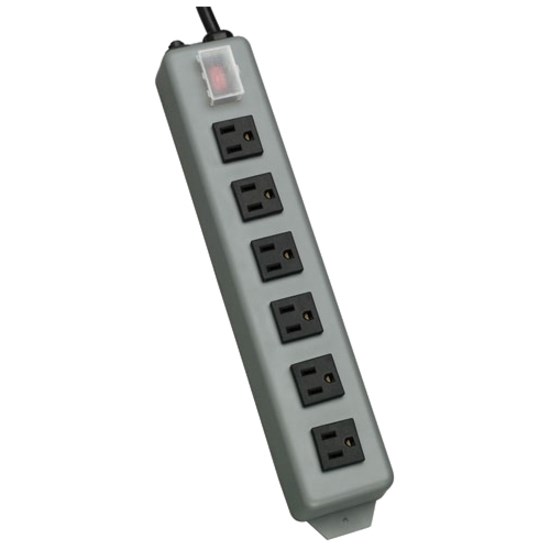 Eaton Tripp Lite Series Industrial Power Strip, 6 Right-Angle Outlets, 15 ft. (4.6 m) Cord, Mounting Tabs