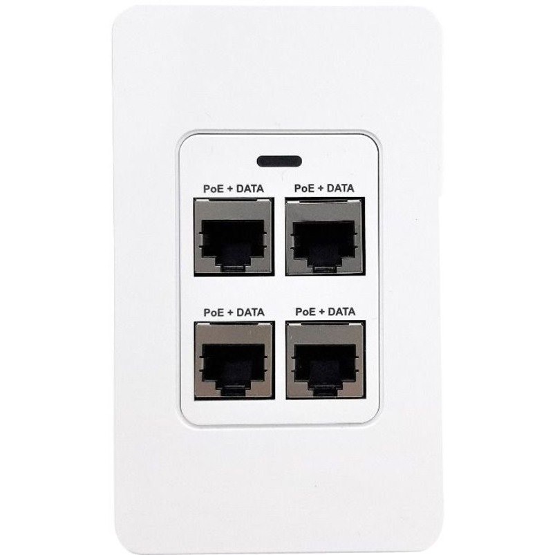 VisionTek 4 Port In-wall Gigabit PoE Extender with IEEE 802.3bt Uplink Power