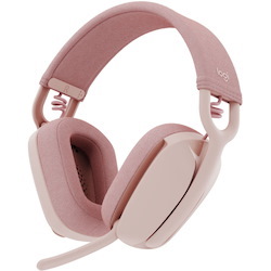 Logitech Zone Vibe 100 Wireless Over Ear Headphones, Noise Canceling Microphone, Advanced Multipoint Bluetooth Headset, Rose