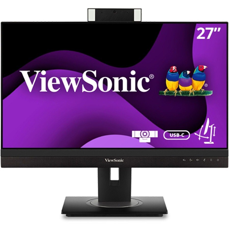 ViewSonic VG2756V-2K 27 Inch 1440p Video Conference Monitor with Webcam, 2 Way Powered 90W USB C, Docking Built-In Gigabit Ethernet RJ45, 40 Degree Tilt Ergonomics