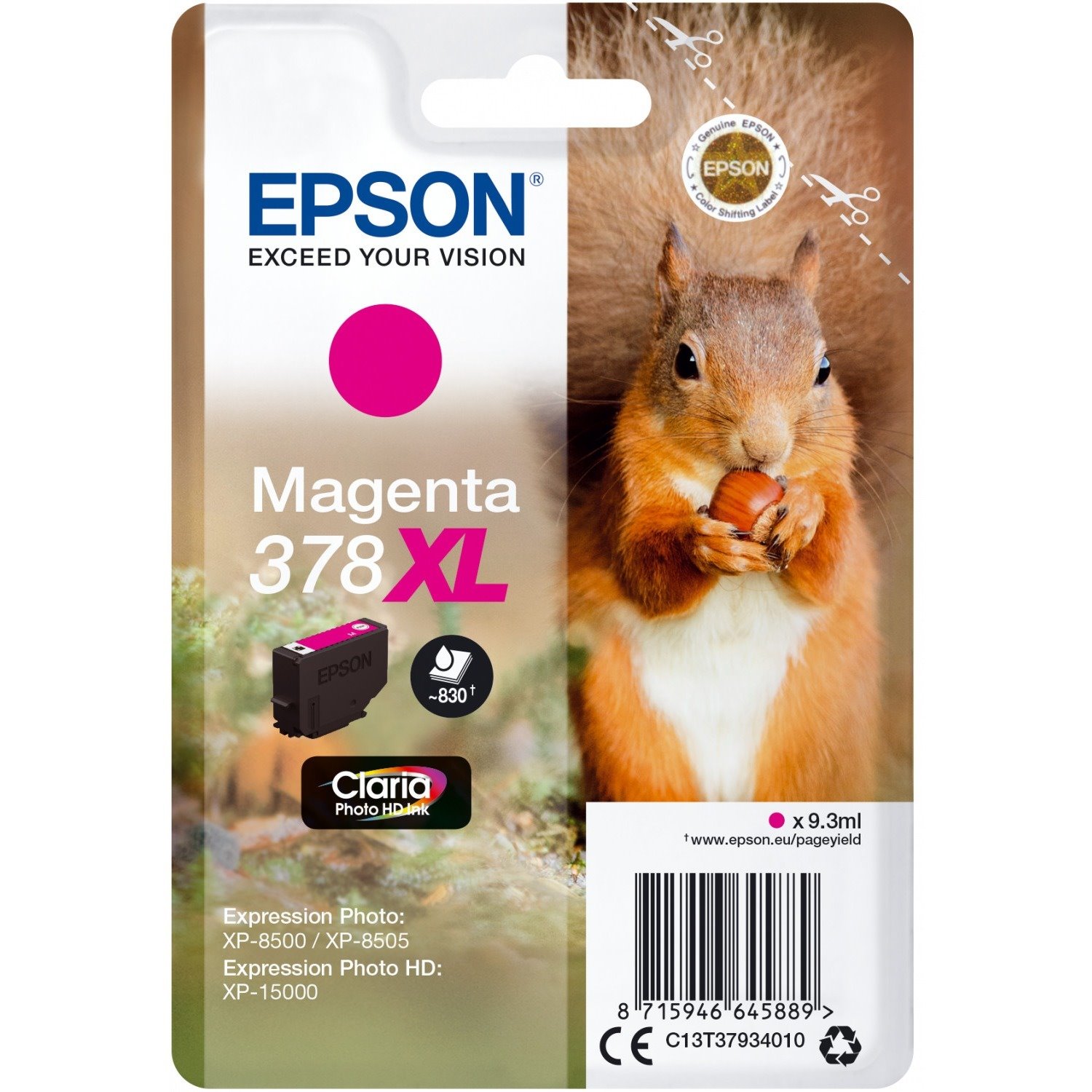 Epson Claria Photo HD 378XL Original High Yield Inkjet Ink Cartridge - Single Pack - Magenta - 1 Pack