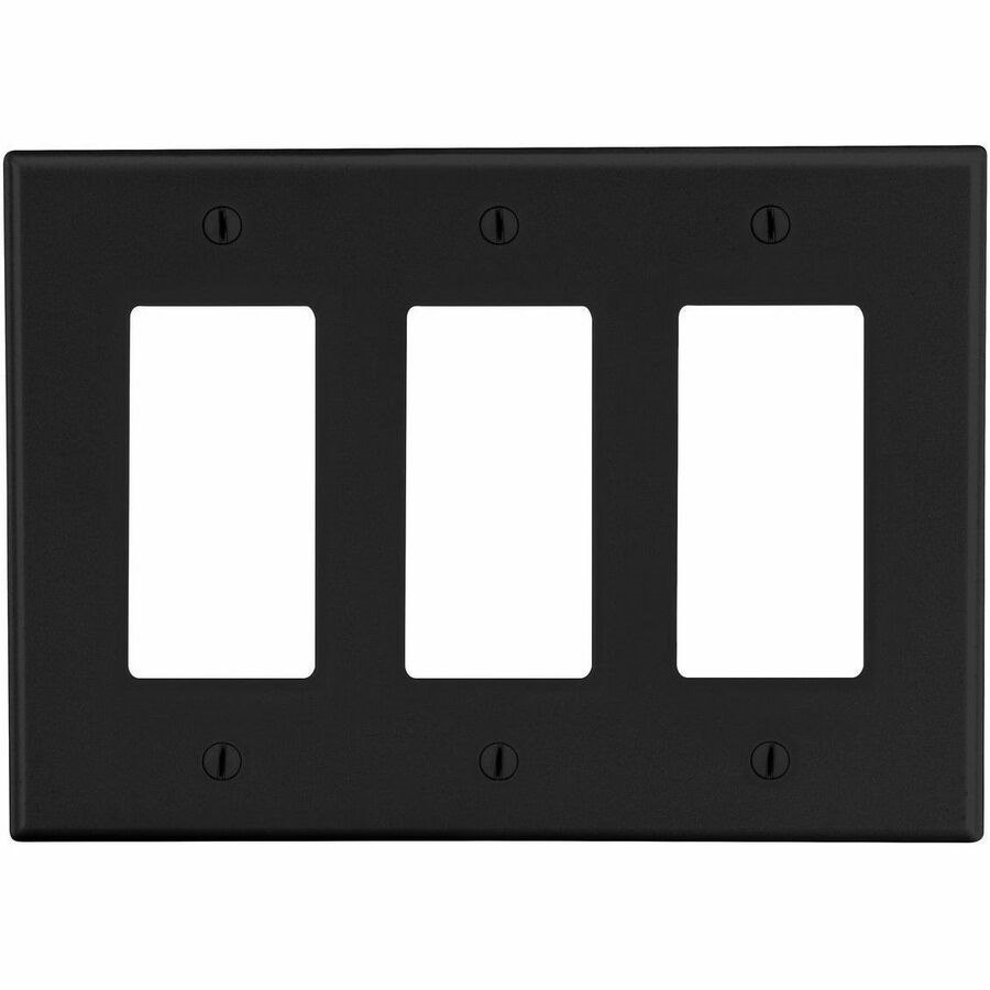 Bryant Wallplate, Mid-Size 3-Gang, 3) Decorator, Black
