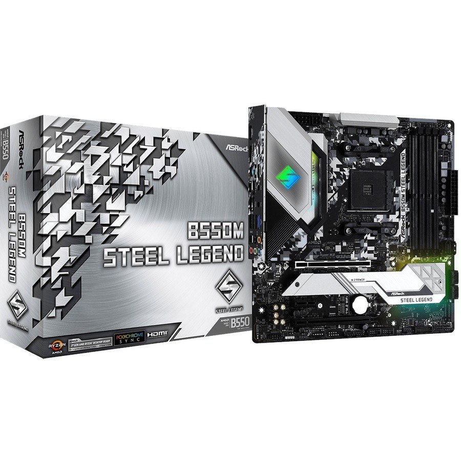 ASRock B550M Steel Legend Desktop Motherboard - AMD B550 Chipset - Socket AM4 - Micro ATX