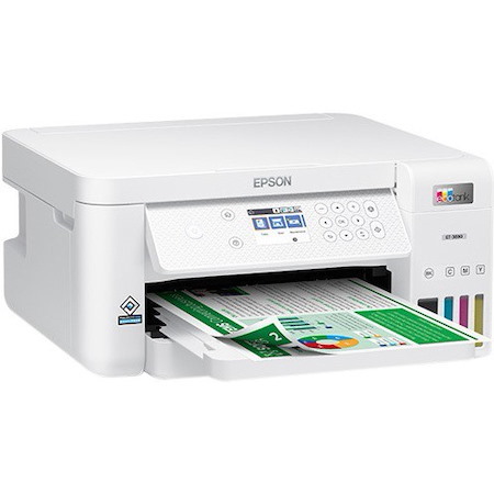 Epson EcoTank ET-3830 Inkjet Multifunction Printer-Color-Copier/Scanner-4800x1200 dpi Print-Automatic Duplex Print-5000 Pages-270 sheets Input-Color Flatbed Scanner-2400 dpi Optical Scan-Wireless LAN-Epson Smart Panel App-Epson Email Print