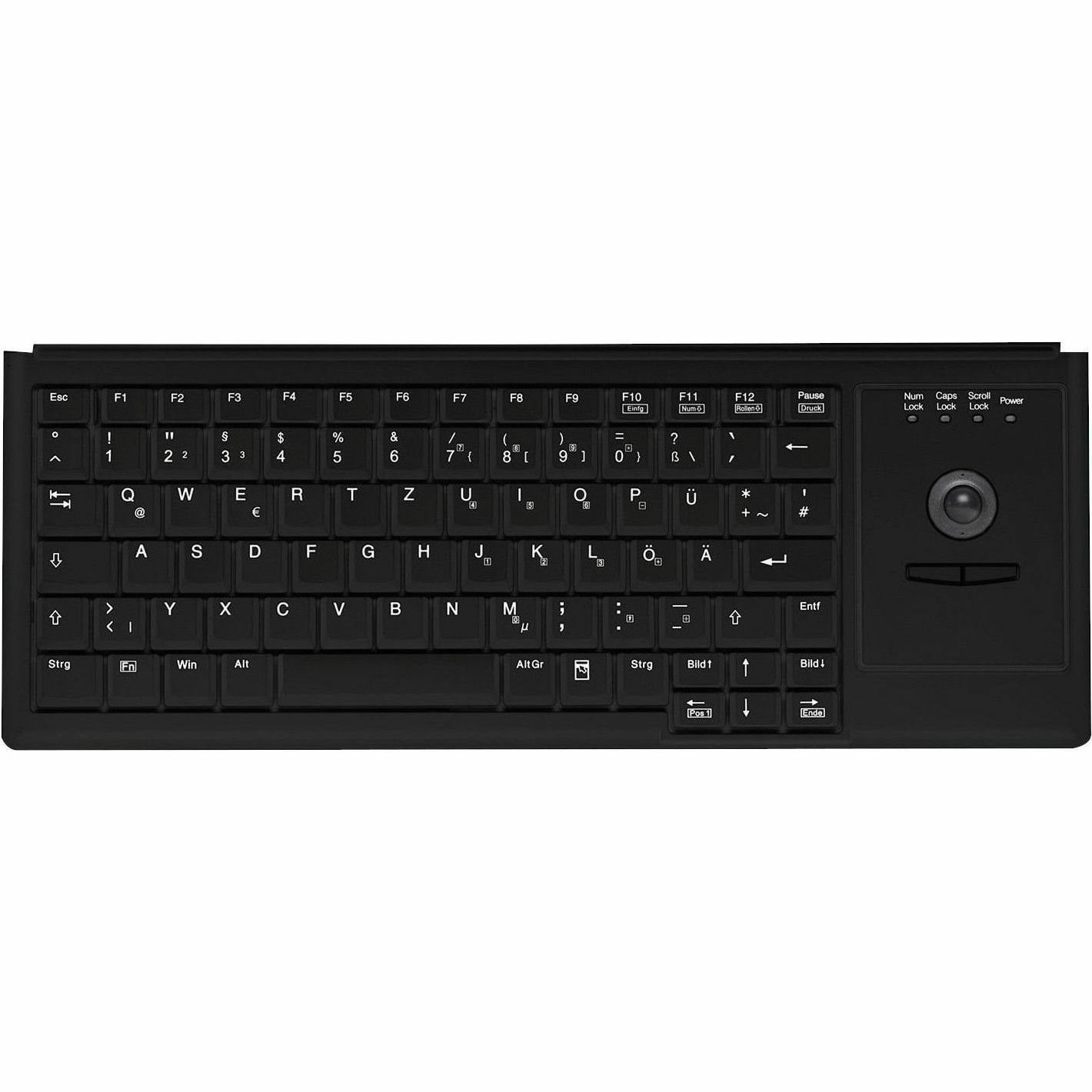 Active Key Keyboard - Cable Connectivity - USB 1.1 Interface - Trackball - English (UK) - Black